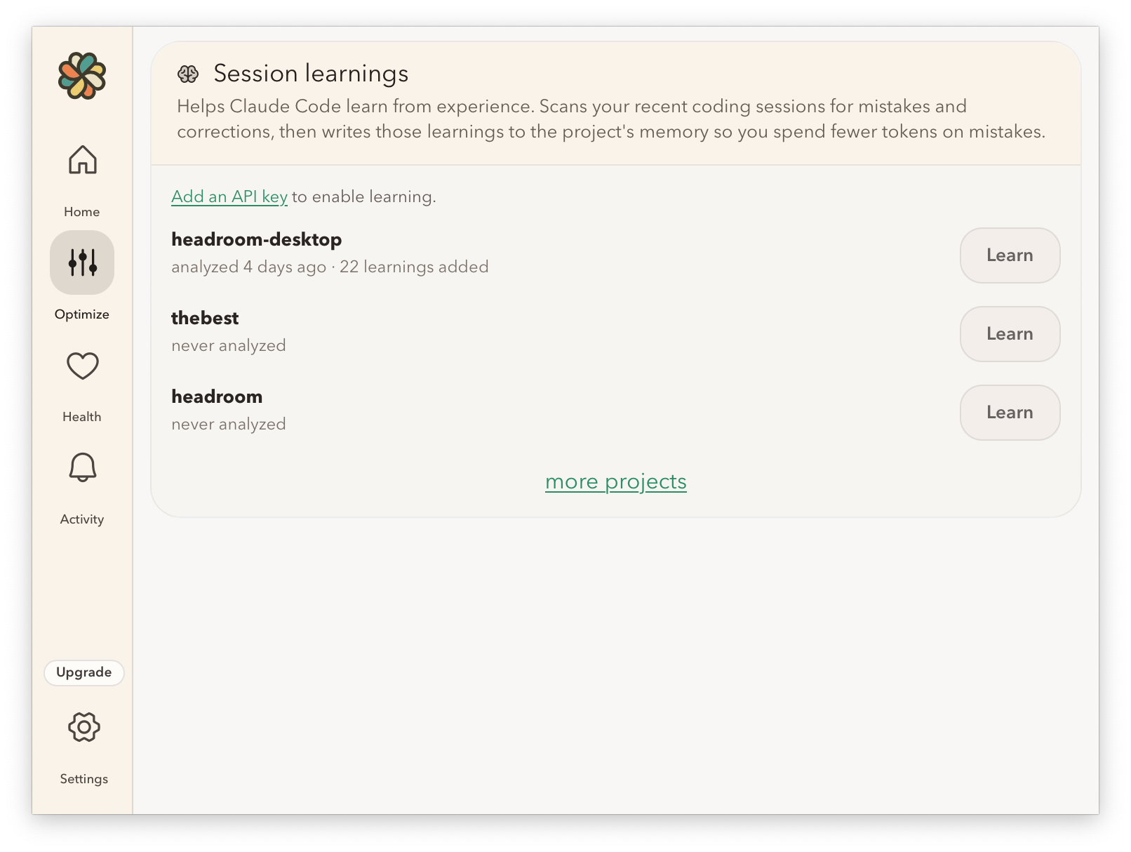 Headroom optimization view